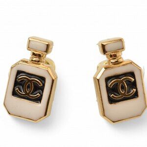CHANEL Gold Logo Earrings